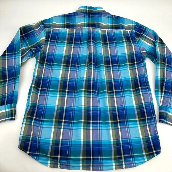Alan Flusser Shirt Mens L Large Blue Plaid Button Down Long Sleeve Flip Cuff - Picture 10 of 11
